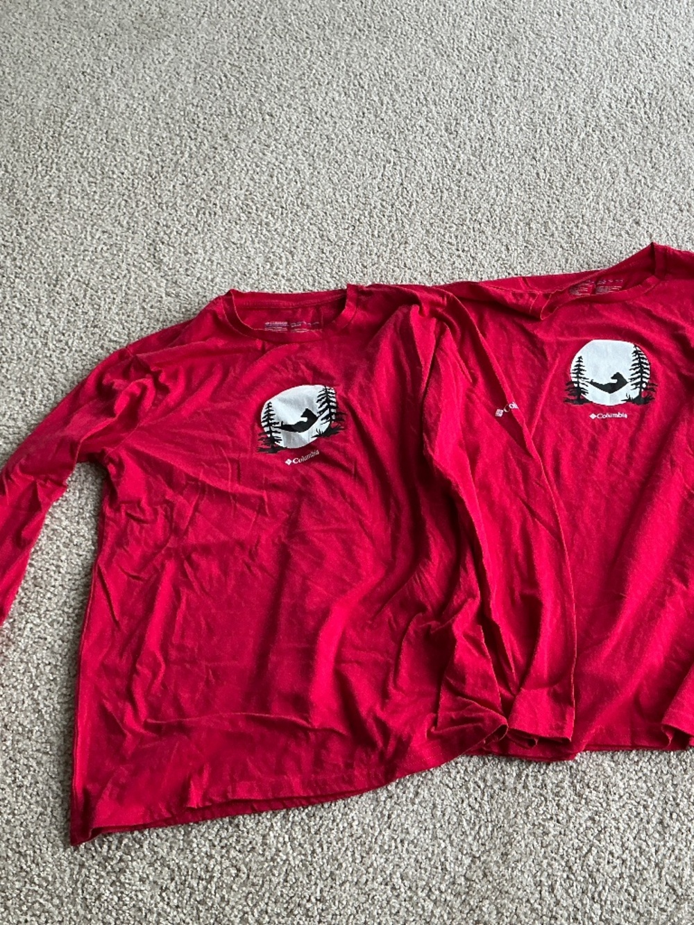 3 Columbia Men’s Small Red Long Sleeve Shirts Matching Family PJ Lot